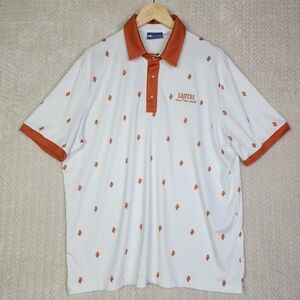 Rhino Golf Polo White Orange Cactus Lajitas Texas Short Sleeve Shirt Men's XL
